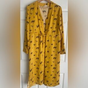 Melrose and Market Long Cardigan Kimono Yellow Gold w/ Florals Nordstrom Rack